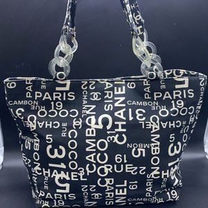 CHANEL VINTAGE 90'S LETTER CC LOGO LARGE TOTE BAG